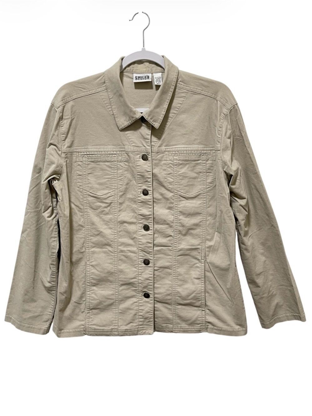 Chico’s Design 2 Button Front Corduroy Jacket Lightweight Pockets Cream Women L